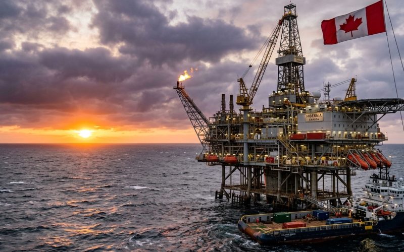Plataforma de produção de petróleo no Canadá