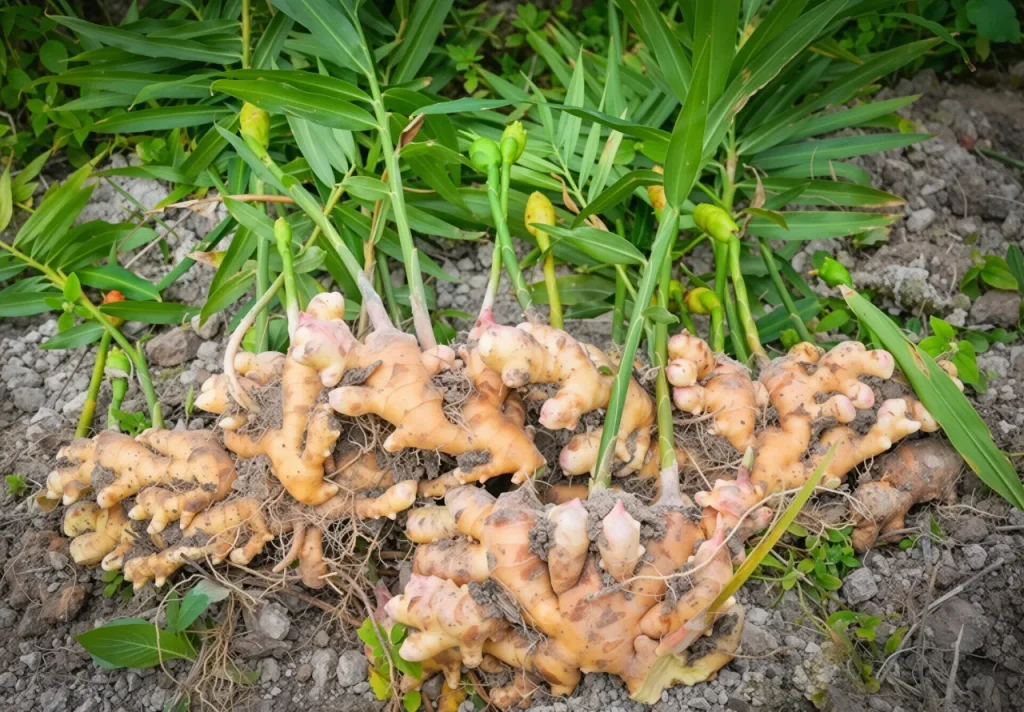 raiz de gengibre fresca com compostos bioativos gingerol e gingereno A