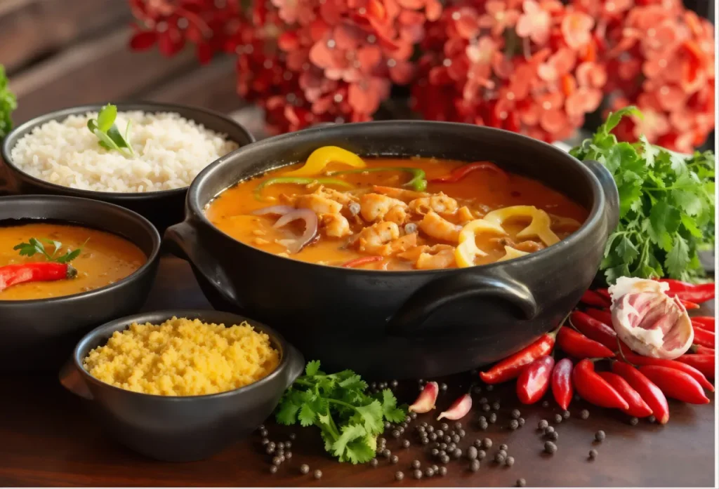 moqueca capixaba com arroz e pirão