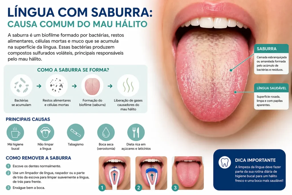 Saburra lingual causando mau hálito