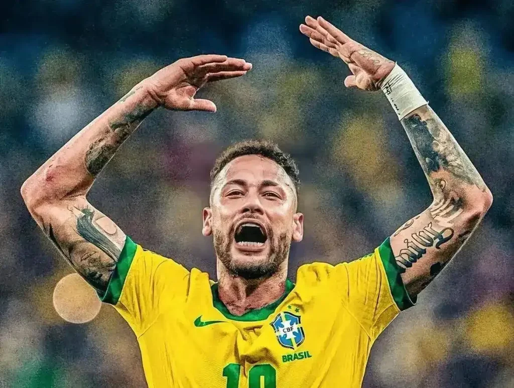 Neymar com a camisa da seleção brasileira em campo