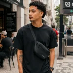 homem jovem usando pochete masculina em look urbano