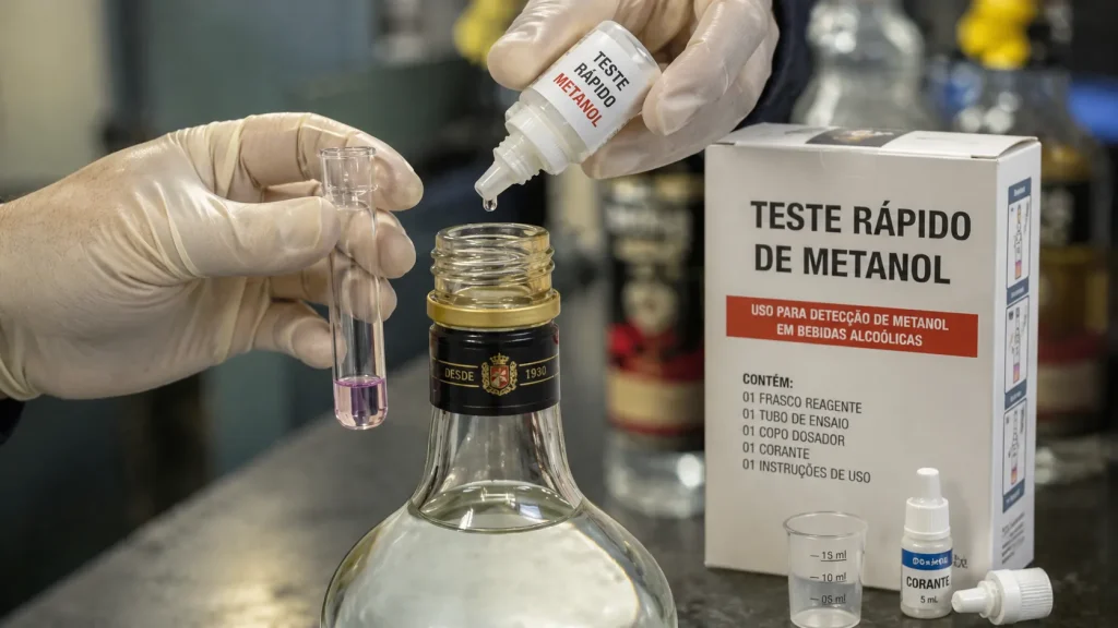 teste rápido para detectar metanol em bebida